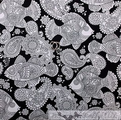 BonEful Fabric FQ Cotton Quilt VTG B&W Gray Black White Animal Skin Zebra Stripe
