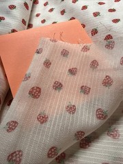 Vintage Delicate Fabric White with Mini Strawberries Fabric 2 Yards 72”x 44”