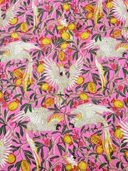 Print_805 Handmade Animal Bird Running Cotton Indian Fabric 2.5 Yard Hand-Block