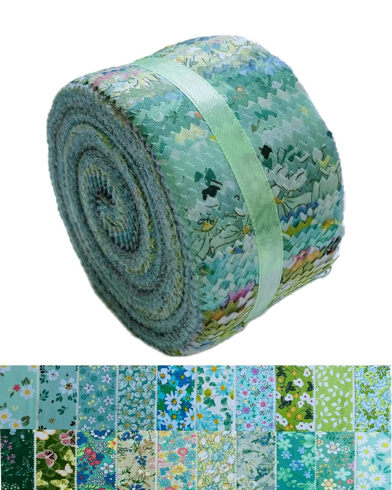 40 PCS Jelly Roll Fabric 20 Assorted Floral Prints 100% Cotton 2.5×44 Inch