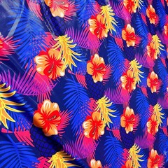 Hawaiian Cayennes Print 4 way Stretch Fabric 60″ wide Swimsuit Spandex By Yard