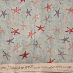 New, Unwashed Wilmington Prints Fabric Under The Ocean Blue Starfish