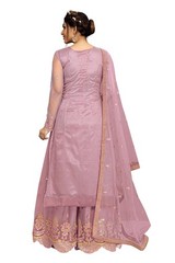 Trendmalls Womens Net Embroidery Salwar Suit Set Kurta Sharara Dupatta