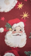 FERN XL SCRAP 10X22″ Christmas Holiday *Jolly Santa* Portrait Faces Red Fabric