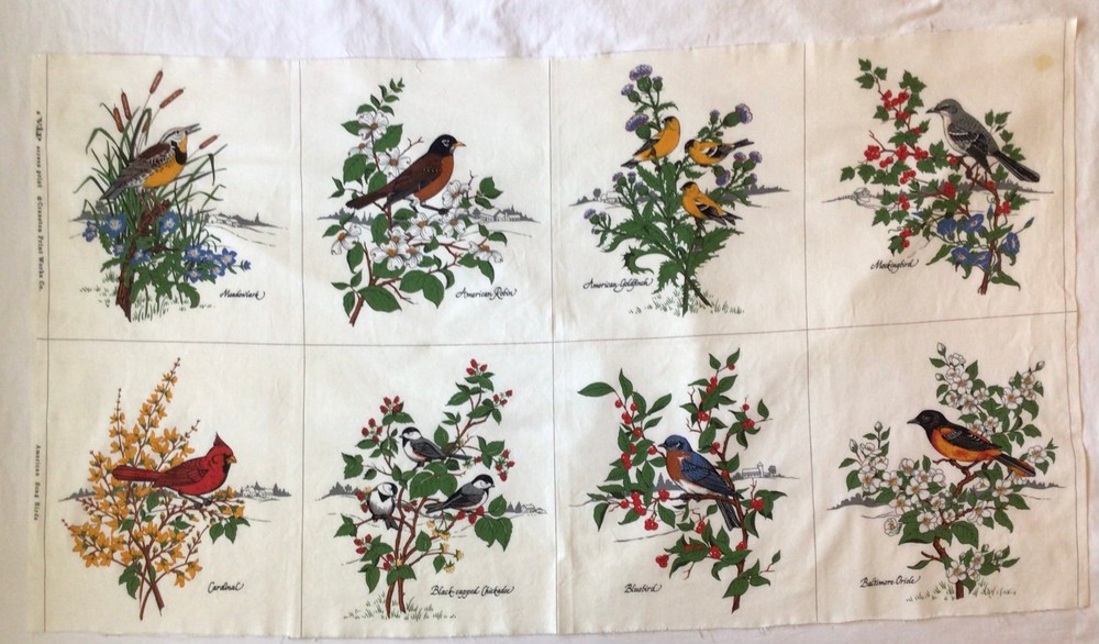 8 Panel AMERICAN SONGBIRD VIP CRANSTON Cotton FABRIC Panels 44″ x 24.5″