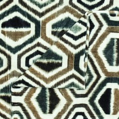 Bottle Green & Brown Geometric Printed Velvet Fabric By The Yard, Upholstery
