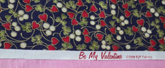 2008 RJR Fabric BE MY VALENTINE Hearts Red Green White on Navy 41″W x 1.9 Yards