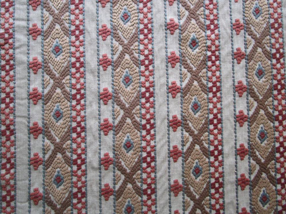 Stroheims’ Embroidered Global Fabric MASSIF Terracotta Brown Rust Green 1Yd+++