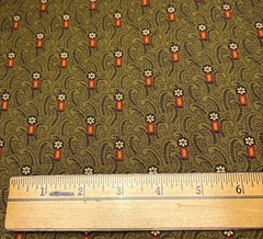 Flower Paisley Cotton Fabric 9×29″ Green Red Yellow Quilting Sewing Crafts