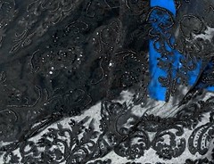 BLACK BEADED SEQUINS EMBROIDERY BEIDAL LACE FABRIC 50″ WiIDE 1 YARD