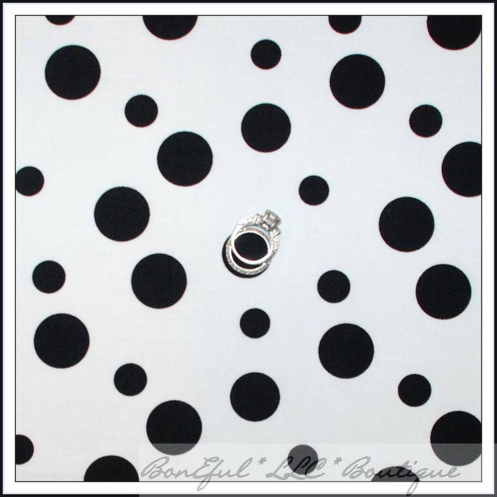 BonEful Fabric FQ Cotton Quilt B&W Black White POLKA DOT Dog 101 Dalmatian Print