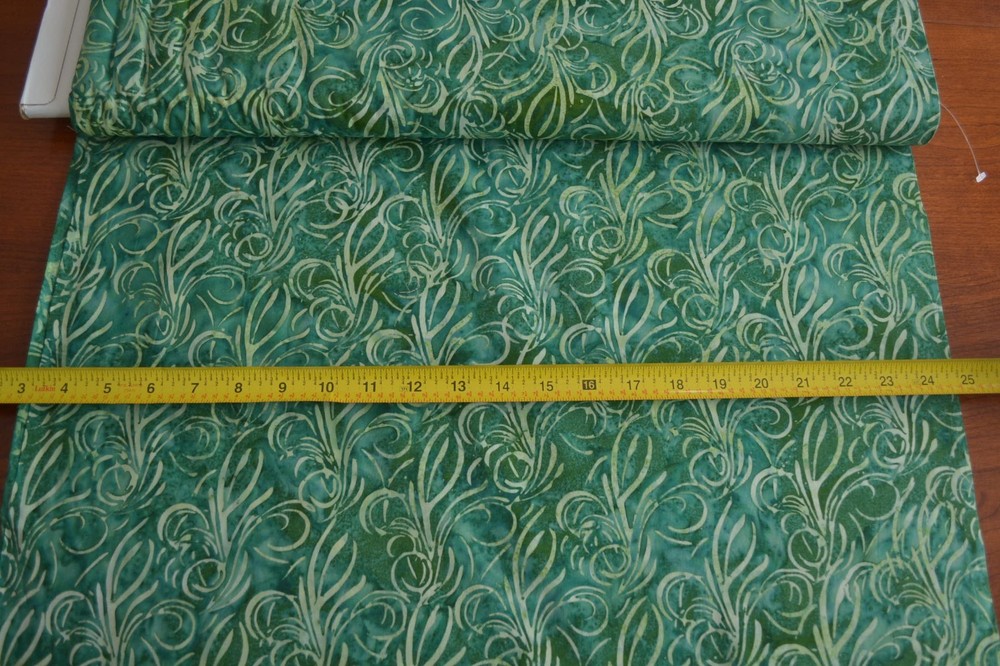 By 1/2 Yd, Green Swirls on Green Hand-Painted Indonesia Batik, Hoffman, B606