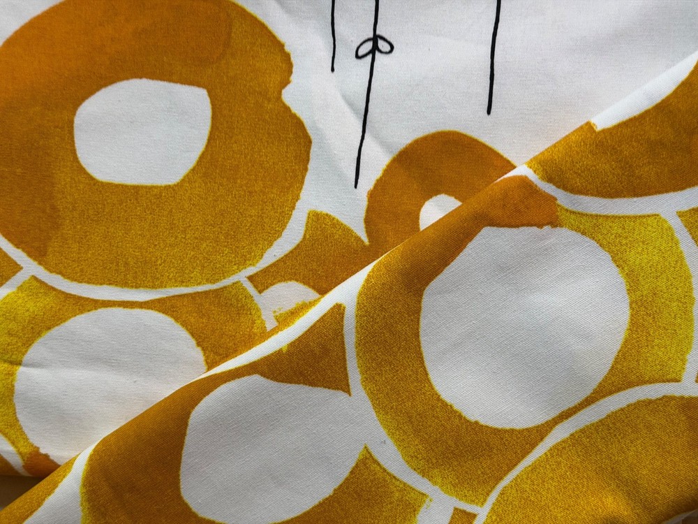 IKEA Maria Vinka 2011 Golden Yellow Flowers Wide Fabric 85.5″ x 59″ + 23″ x 59″