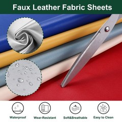 Faux Leather Sheets 12×53 Inch Solid PU Leather Fabric Castle Gray/White