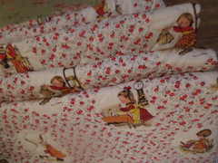 VTG Holly Hobbie Fabric American Greetings Red White Yellow 6 yds x 42 in