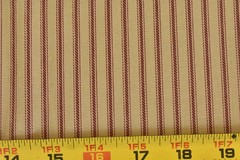 By 1/2 Yd, Burgundy &Light- Tan Striped Quilt Cotton, V849
