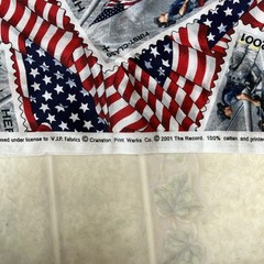 1/2 yard 2001 HEROES Fabric THE RECORD American Flags Sept 11 USA Stamp Firemen