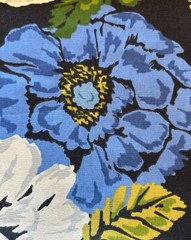 Vtg Cotton Floral Fabric A)W:57”xL2Yd B)W24”x2.1Yd Blue/White Dogwoods Magnolias