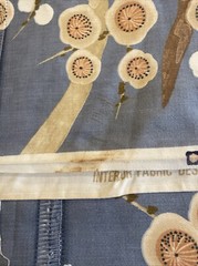 Vntg Interior Fabric Design Inc An Original Design 1981 Blue Tan Cherry Blossom