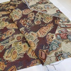 Vintage Cars Print Upholstery Fabric Unbranded Multicolored Green 36″L x 60″W