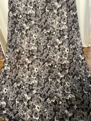Cotton Poly Blend Floral Black Gray White Color Fabric By The Yard 56″ Wide