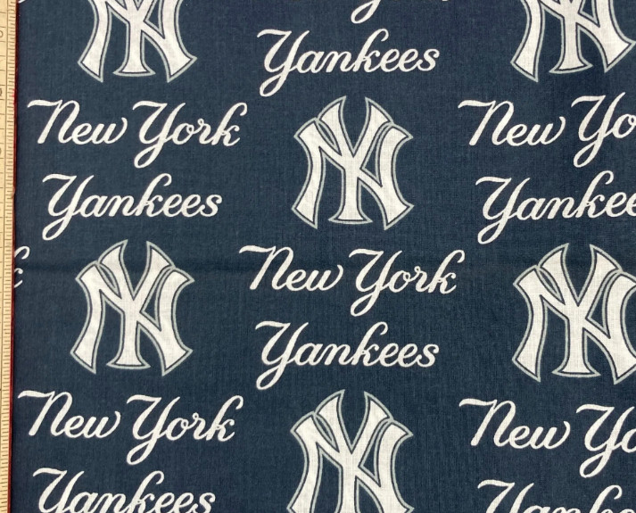 New York Yankees Cotton Fabric MLB Navy Logo Yardage