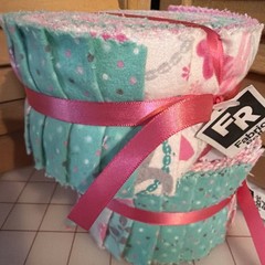 Two Cotto Flannel Pink And Light Green Jelly Rolls 2.5 X 42” 20 Strip Rolls