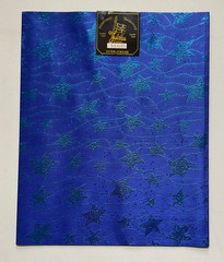 African Damask/ Metallic Jacquard/ Gele Fabric – Blue ‘Celebrity’, ~2 yards
