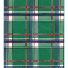 Plaid Green and Navy Blue Oilcloth Fabric By The Roll (12 Yards)