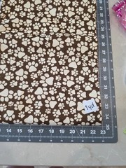 Fabric 2 yards Flannel Pawprints Brown & Cream Craft Sewing