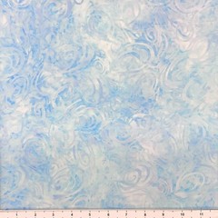 1 Yard Cut of Lunn Fabric Smoke Swirls Batik 100% Cotton 1525 Surf Sky Blue