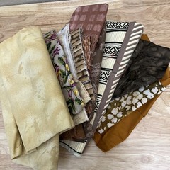 Lot of Vintage Modern Quilting Cotton Fabric Browns Floral Christmas Solid Batik