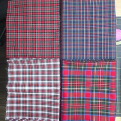4 One Yd cuts Tartan Plaid, Red, Blue, White, Green 100% cotton