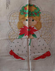 1986 Vtg Spring Mills Cut & Sew Fabric Panel 7568 Christmas Angel Pillow, Uncut