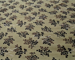 3 yd x 58″ w Polyester Fabric Light Lime w/Black & Brown Leaf Design NO STRETCH