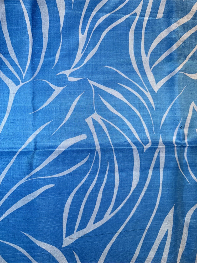 100% Silk Woven in Thailand Bright Blue Zebra Print Fabric BTY #5