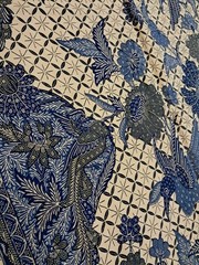 Vintage ADRM Dua Sekawan Floral Batik Sarong Blue Birds Flowers 40”x 90”