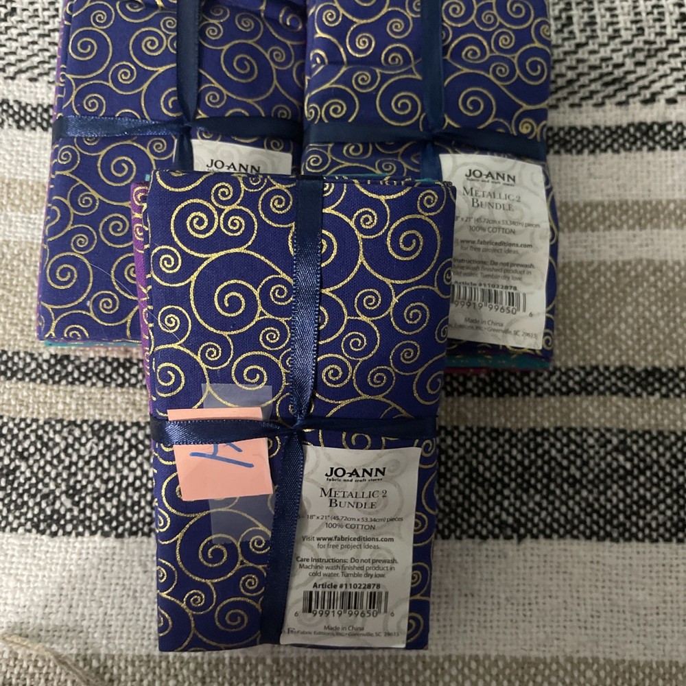 Joann Fabrics 100% Cotton Metallic Two Bundles
