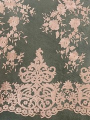 Teagan BLUSH PINK Damask Design Embroidered on Mesh Lace Fabric by the Yard – 1