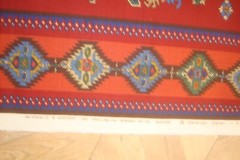 3 yds Stroheim Romann Fabric Linen Moroccan print Maras Red Pillows 54″ x 115″