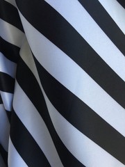 Ashlyn BLACK & WHITE 1″ Stripes Pattern Polyester Heavy Matte Satin Fabric by t