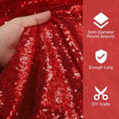 Red Fabric Sequins, 4 Yards Length 4.9 Feet Wide, Fabric Net