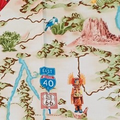 Vintage Timeless Treasures Hot Air Balloon Cotton Quilt Fabric Travel Route 66