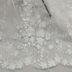 Exquisite 3D Flower Bridal Lace Fabric Embroidered Floral Sequins Lace Fabric