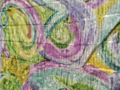 FABRIC REMNANT MULTICOLOR ABSTRACT SEMISHEER ACETATE 3-1/4 YDS X 30″