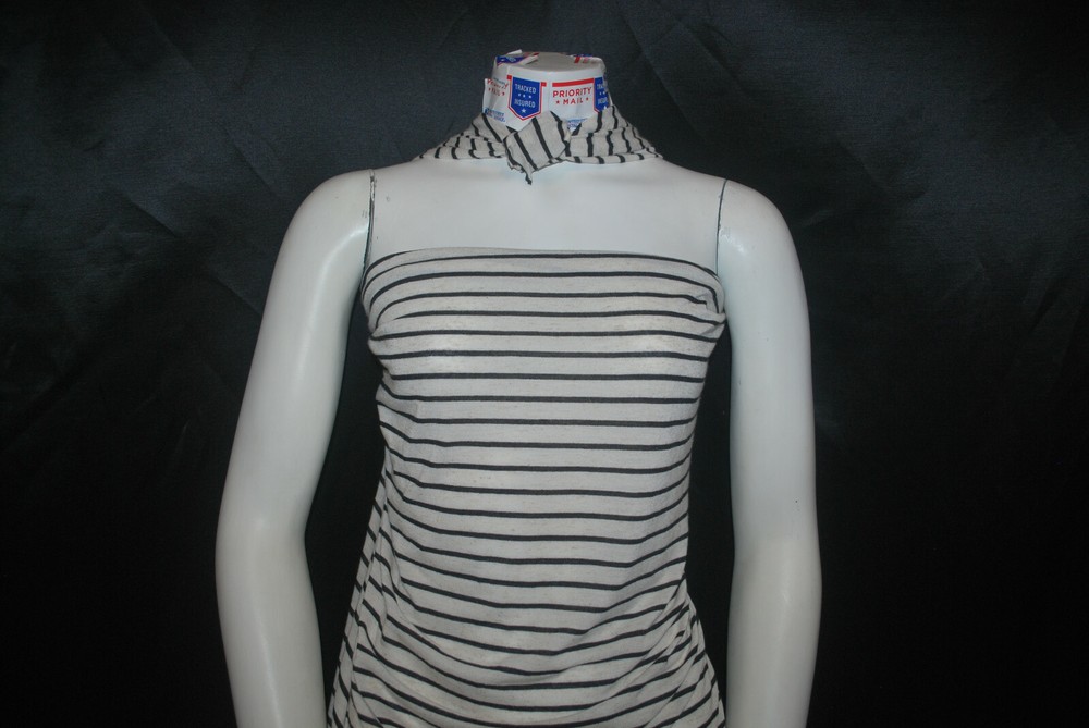 Linen Cotton Rayon Knit Jersey fabric 1/8″ Black 7/16″ Natural Oatmeal Stripes