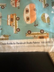 Vintage Camping Retro Camper Teal 2/3 yard Paintbrush Studio Fun Sewing Project