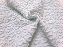 Curly Loops Vintage Chenille Bedspread Fabric, Texturized Blue, 18×12″