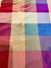 Kempton House Jewel Tone Large Plaid Dupioni Silk Fabric Bl