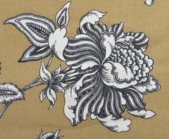 Braemore Design Screen Printed VAT Colors Floral Golden Caramel Fabric 56″W